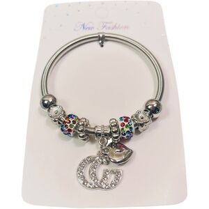 Fashion Silver Multicolored GG Stretch Charm Bracelet